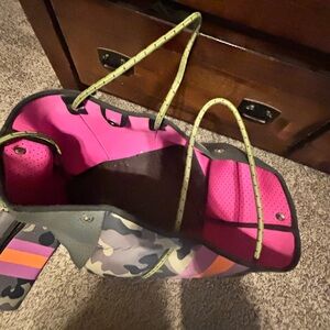 Stylish Camouflage Tote Bag with Pink Accents
